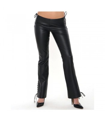 Women Fetish Lace Up Side Waist Pants 